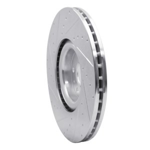 Volvo XC90 Brake Rotor (1) - Front Right - R1 Concepts - Drilled & Slotted - Silver - `16-`26